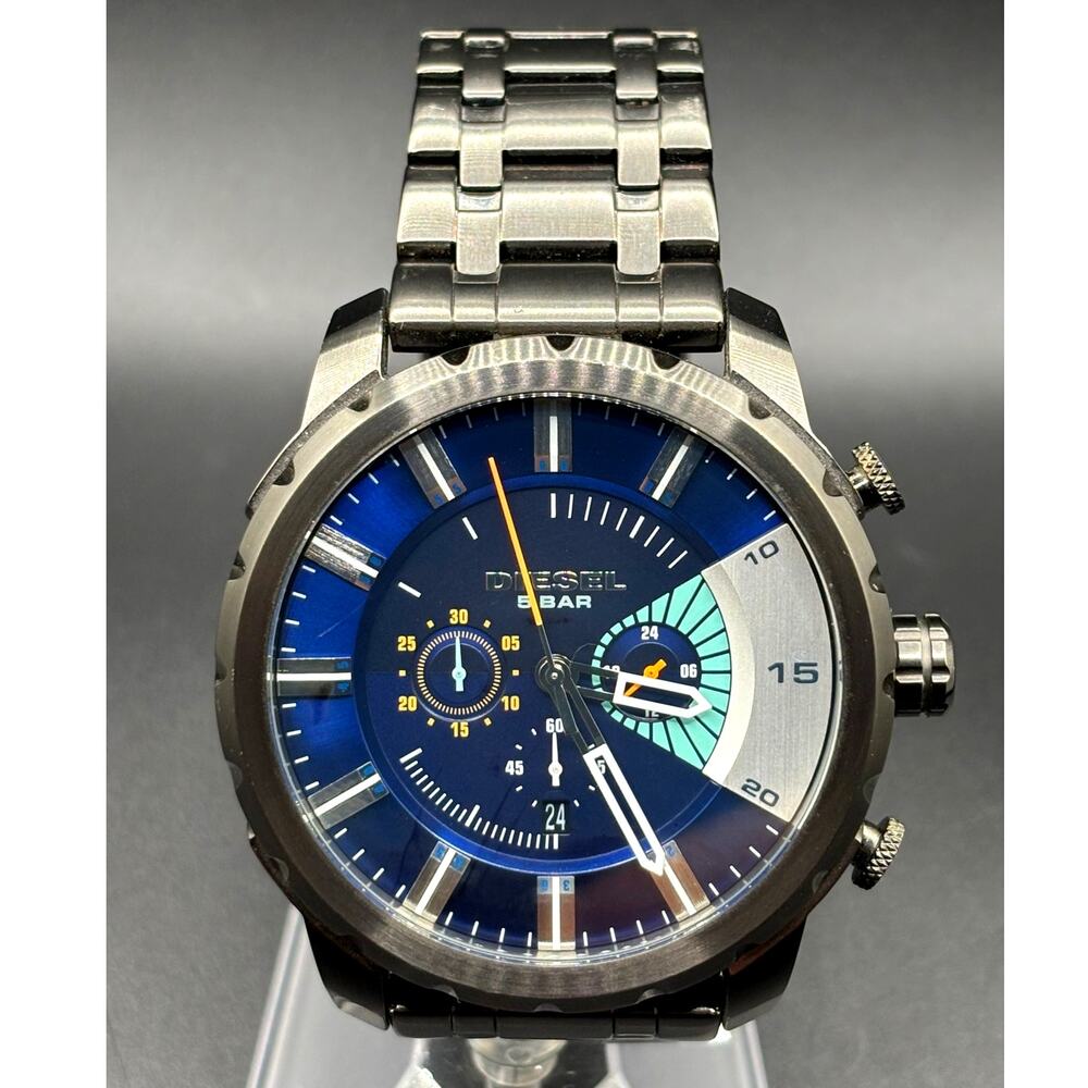 Diesel Stronghold DZ4358 Blue Dial Chronograph Gunmetal Men’s 51mm Watch